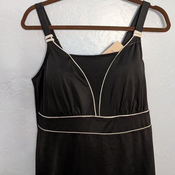 Womens Ravello Black Tankini Swim Top S Adjustable Straps Contrast Piping NWT - Picture 10 of 16